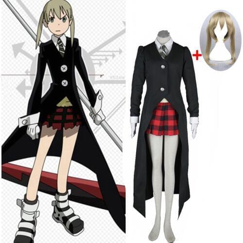 2019 Hot Anime SOUL EATER Cosplay Costumes Maka Albarn Uniforms Women Fancy Party Dress for Halloween Costume And wig