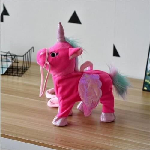 35cm Electronic Music Walking Singing Fly Horse Dol Electric Animal Pony Stuffed Toy Unicorn Soft Horse Plush Ponies Doll