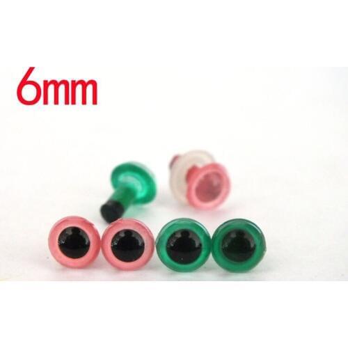 6mm 20pairs/lot high quality Color crystal safety eyes--pink and green