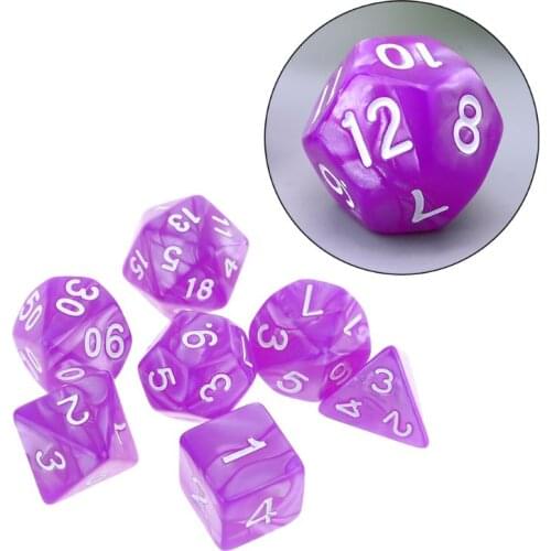 7pcs/set D4 D6 D8 D10 D12 D20 Polyhedral Dices Numbers Dials Desktop Table Board Playing Game