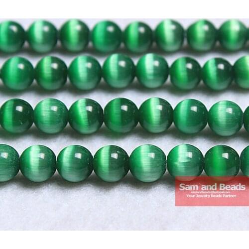 Free Shipping Natural Moon Stone Beads ,Opal Green Cat Eye Round Loose Beads 16" Strand 6 8 10 12 MM Pick Size CEB05