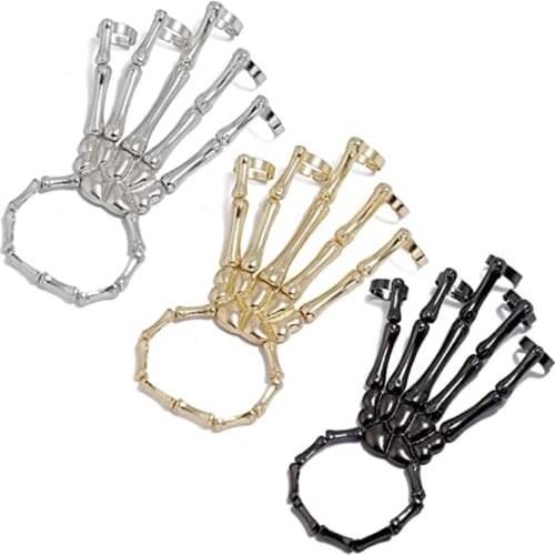 Steam Punk Bracelet Gothic Hand Skull Skeleton Bracelet For Lovers Elasticity Adjustable Bracelet Bangles Halloween Jewelry