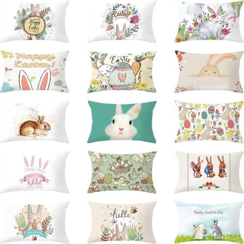 Egg Wreath Pattern Cushion Cover Easter Pillow Case Festival Farmhouse Home Decor Seat Softness Cover Pillow Flower Pillowcase