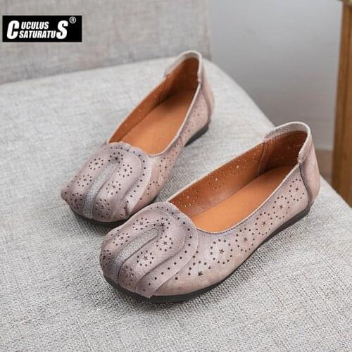 Cuculus 2020 Genuine Leather Shoes Woman summer Ladies Shoes Slip On Ballet Flats Sneakers Women Oxford Shoes mother shoes