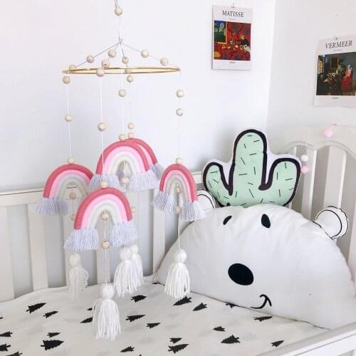 Nursery Room Decor Nordic Rainbow Bed Mobile Wall Garlands 2PCS Handmade Hanging Decor Kids Baby Room Tent Baby Girl Bedroom