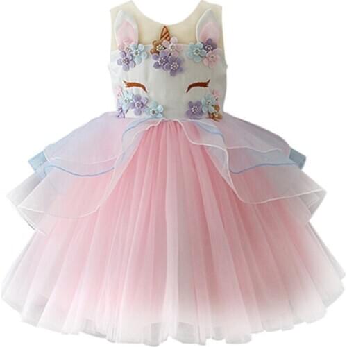 Vestido Fancy Kids Cartoon Dress for Girls Embroidery Flower Ball Gown Baby Girl Princess Dresses for Party Costume kids Clothes