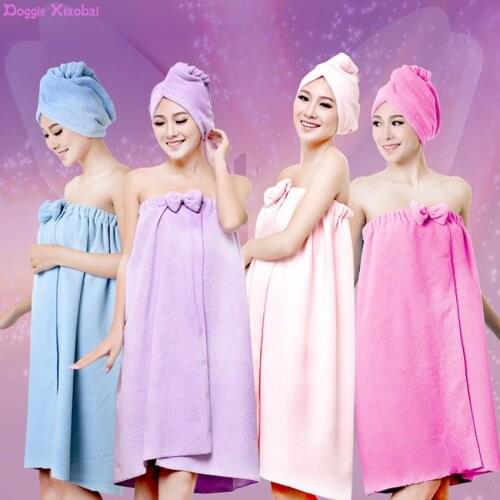 Hot Selling High Quality Bath Shower Towels Skirt Dry Hair Women 145x75cm Magic Bath Microfiber Plain Towel