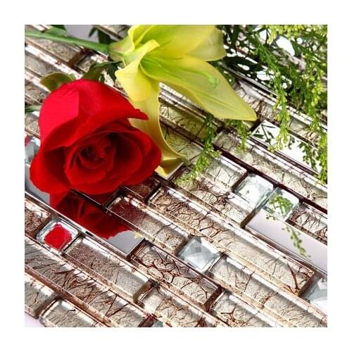 Hot Sale European Metal Cafe Brown Foil Glass Mosaic tile kitchen backsplash bathroom shower background decoration wallpaper