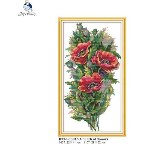 Joy Sunday A Bunch of Flowers Chinese Cross Stitch kits DMC 14CT 11CT Cotton Fabric Hotel Home Decor Painting Factory Wholesale