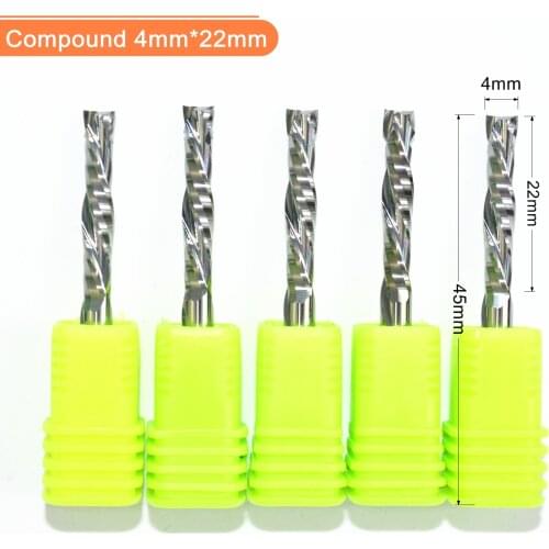 4mm*22mm-Up &Down Cut-2 Flutes Solid Carbide CNC End mill,Tungsten Milling cutter,woodworking router bit,wood tool,compound bit