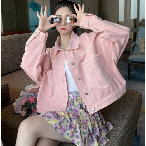 New Women Spring Autumn Short Jackets Coats Vintage Korean Fashion Denim Jacet Casual Street Lady Jean Jackets Feminine Outwears