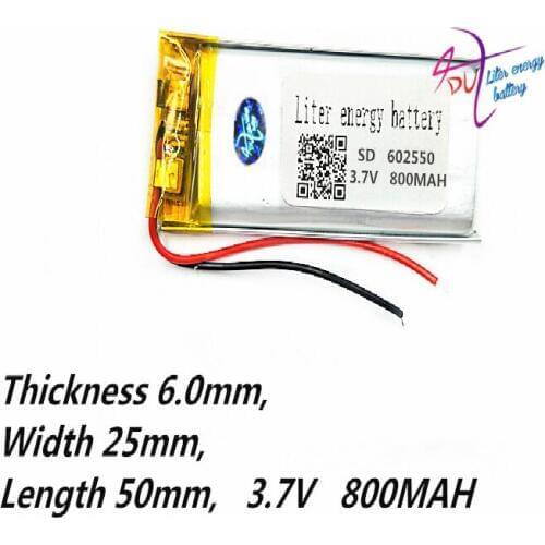 Best battery brand 3.7V lithium polymer 602550 800MAH MP3 GPS navigator wireless headset speaker point reading machine