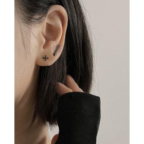 Luckydays Cool Punk Black Style Geometry Stick Earring Cross Couple Earring For Girl Women Birthday Gift Fashion jewelry