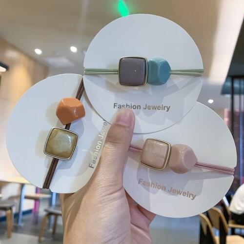 Fashion New Style Hot Seliling Acrylic Geometric Hair Band Adult Women Girls Student Hair Rope High Elastic Hair Rings Gifts