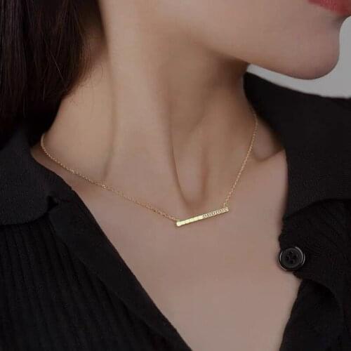 Morivovog 925 Sterling Silver Zircon Strip Necklace for Women Original Design Simple Necklace Ladies Luxury Friendship Jewelry