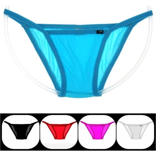 2019 hot Mens Bikini Underwear Sexy briefs Gay Men Transparent new low waist breathable nylon mens sexy briefs mens underwear