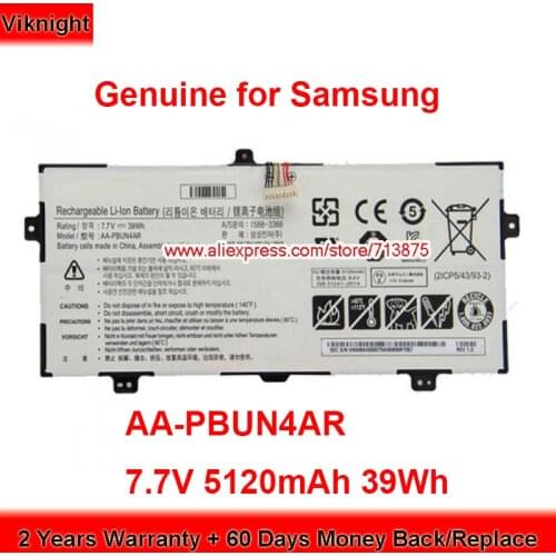 Genuine AA-PBUN4AR Battery for Samsung 900X5L-K01 900X5L-K02 ATIV Book 9 Spin 940X3L NT900X5M 7.7V 5120mAh 39Wh