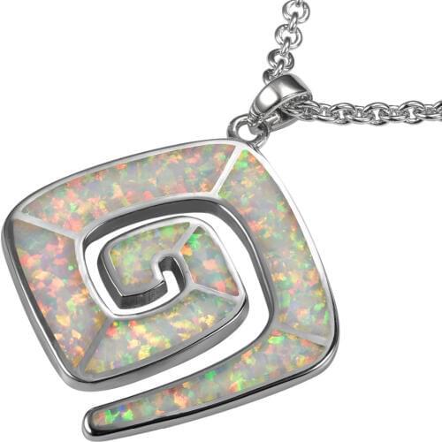 White Fire Opal 925 Sterling Silver Pendant P260
