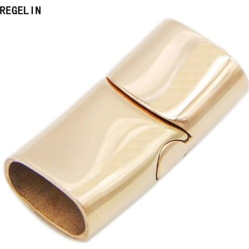 REGELIN 1pc Stainless Steel Hole Size 12*6mm Strong Magnetic Clasps Leather Cord Bracelets End Cap Connectors For Jewelry Making