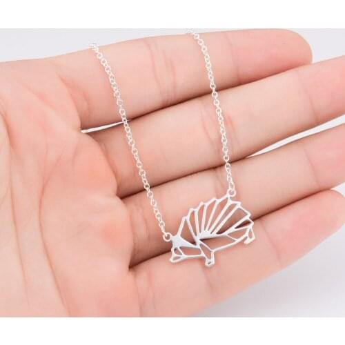Origami Hedgehog Geometric Necklaces Animal Pendant Necklace Women Choker Collares