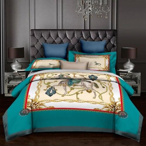 Luxury 3D printing bedding sets h-Horse series fashion Comfortable Double marble Duvet Cover pillow case bedroom decoration