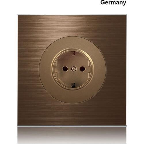 86 type Europe UK Germany France Coffee aluminum alloy Socket 1 2 3 4 gang 1 2way Press Switch Industry household