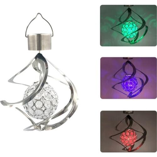 Solar Powered Wind Chime Light LED Garden Hanging Spinner Lamp Color Changing Lawn Yard Home Decoration