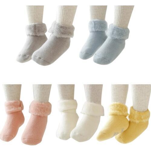 Warm Fur Baby Socks Anti Slip Fashion Solid Children Socks Kids Boys Girls Clothes Accessories Infant Toddler Socks for 0-4Y