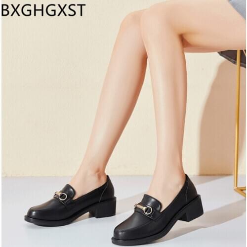 Vintage office shoes women black high heels ladies leather shoes women designer shoes women luxury 2020 tenis feminino casual