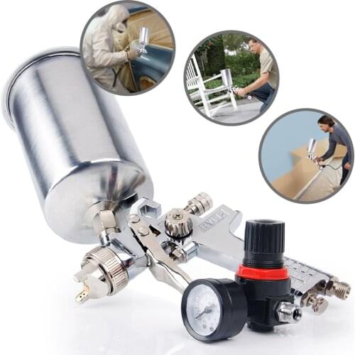 CarBole 2.5mm HVLP Gravity Feed SPRAY GUN Kit w/Regulator Auto Paint Primer Metal Flake