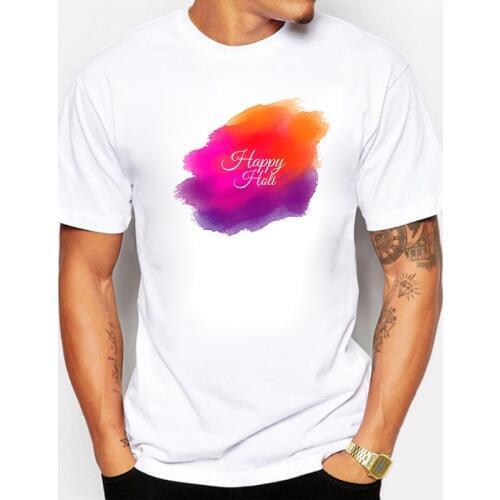 In Honor of Krishna Printed Holi But Colorful Paint Mens T-shirts Cotton Rap Hiphop Fashion Style Short T-shirts for Men