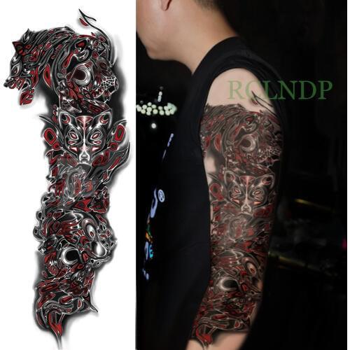 Waterproof Temporary Tattoo Sticker wolf tiger pattern full arm fake tatto flash tatoo sleeve large size for men women lady