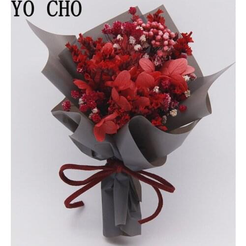 YO CHO Fresh Dried Flowers Bouquet Scented Eternal Flower Bundle for Wedding Anniversary Valentines Day Gifts Immortal Flowers