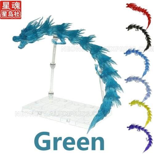 Green Demon Slayer SHF Figure Battle Scene Decoration Dragon Effects Whirlwind Flame Shenron Action Base Model Bracket Toy Child
