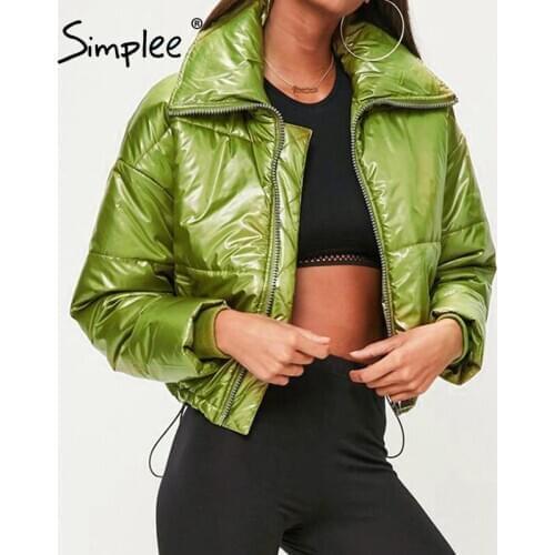Simplee High Fashion Winter Women Parkas Coat Warm 4 Color Solid Coats Female Zipper Lace Up Hem Jacket Plus Size 2020