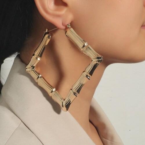 MOGAKU Exaggerated Punk Hoop Earrings Women Fashion Big Geometric Square Earring for Party Nightclub Accessories Rock Jewelry