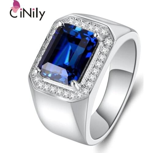 CiNily Blue & Green Stone Zircon Silver Plated for Women Ring Jewelry Size 10 Openable Bohemia Boho Jewelry Female