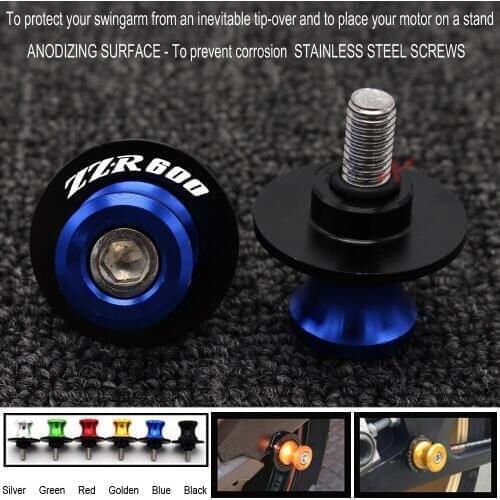 10Mm CNC Aluminum Swingarm Slider Spools Motorcycle Accessories Motorbike Stand Screws ZZR 600 LOGO For Kawasaki ZZR 600 ZZR600