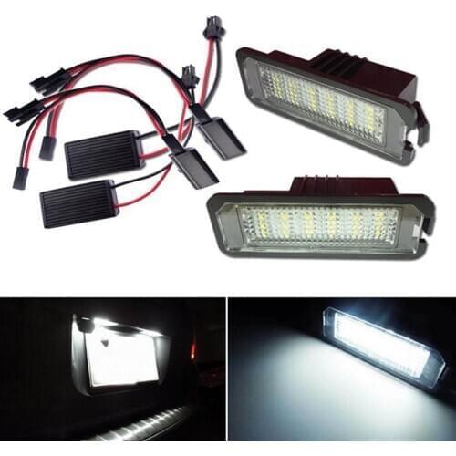 2Pcs 12V 18xLED Number License Plate Light Lamps For VW GOLF 4 5 6 7 6R Passat B6 Lupo Scirocco Polo Car License Plate Lights