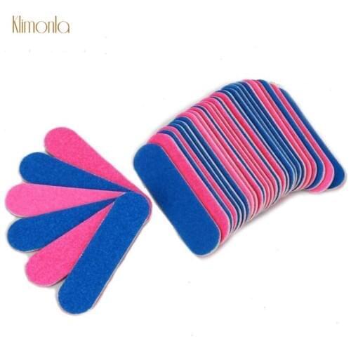 200Pcs/Lot Wood Nail Files 100/180 Grit Artificial Straight Pink And Blue Nail Art File lime a ongle Polishing Manicure Tools