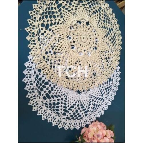 2016 new arrival 45cm round 100% natural cotton crochet lace doilies for home decor with flower novelty table cover