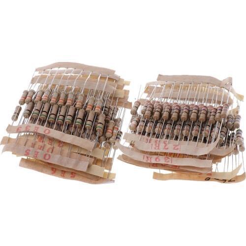 300Pcs Resistor Kits 1W 5% 0.1-750 Ohm Carbon Resistor 30 Values Resistance Set