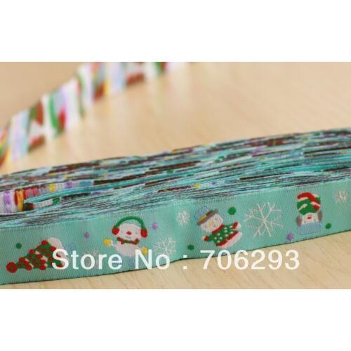 5/8 '(16 mmx10yards) 100% Polyester Woven Jacquard Ribbon Christmas snow snowman Christmas tree lace