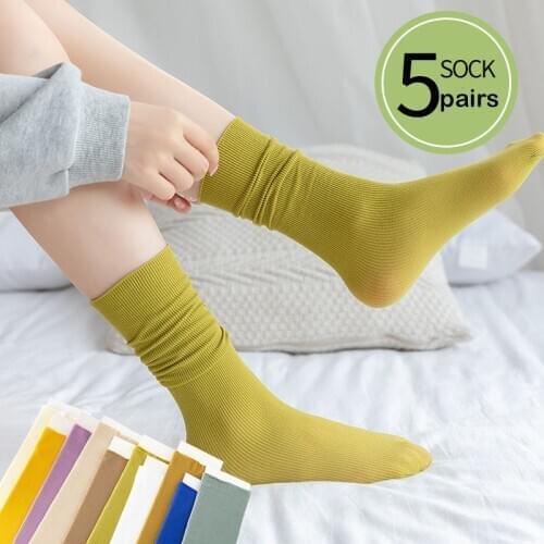 5pair New Color Harajuku Lady Loose Socks Summer Breathable Candy Colors Designer Christmas Cute Socks For Kwaii Girls Christmas