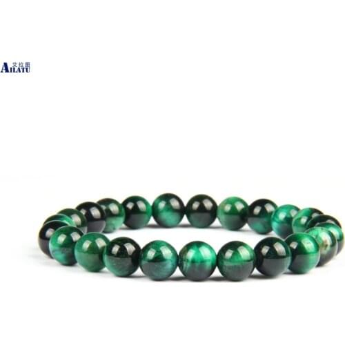Ailatu 8mm Natural Colorful Tiger Eye Stone Beaded Bracelet Couples Jewelry