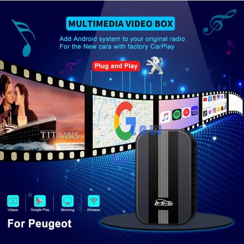 Wireless Carplay Car Radio Multimedia Box for Peugeot 308 408 508 SW 2008 Via Hotspot Plug & Play Android Auto Play Adapter