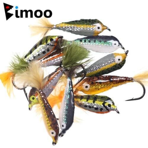 Bimoo 4PCS #4 #10 Epoxy Minnow Streamer Fly 6 Colors Trout Fly Fishing Spoon Bait Lure