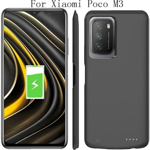 Battery Charger Case For Xiaomi Poco M3 Power bank Portable External Battery Charging Cover Silm Silicone Shockproof Power case