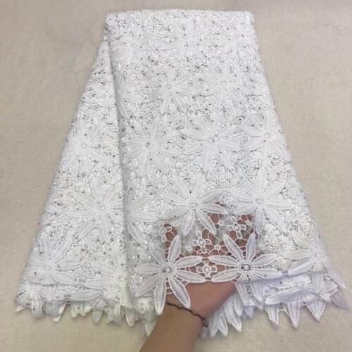 Pure white Milk Silk African Cord Lace Fabric 2020 High Quality Guipure Lace With Stone African Water Soluble Lace Nigeria Lace