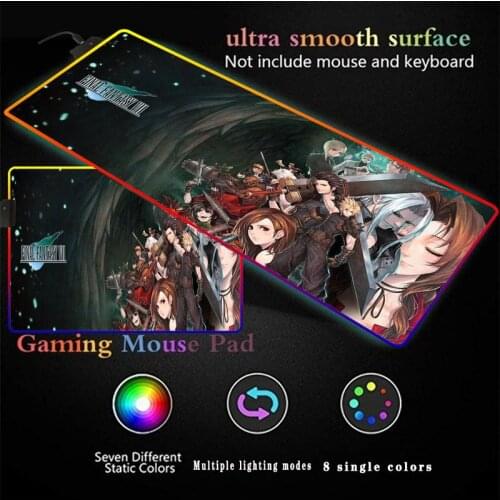 Final Fantasy Anime RGB Large Gaming Accessories Mouse Pad 900x400/350X600mm LED Lighting Mousepad Gamer Computer Desk Mat Pad